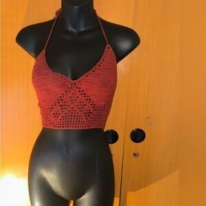Crochet Halter Top in Rust